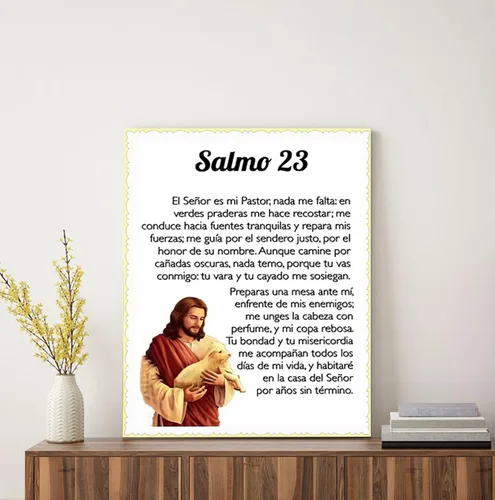 Miniatura 3 de ART Salmo 23 En Español - Lienzo para pared, decoración de pared cristiana de Jesús con cordero, versículo bíblico en español para sala de estar