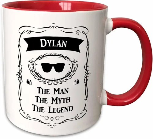 Miniatura 10 de 3dRose Dylan - The Man The Myth The Legend - Nombre personal personalizado regalo 11oz taza amarilla bicolor Amarillo