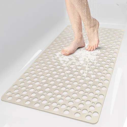 Miniatura 22 de Tapete de ducha antideslizante con ventosas, 27 x 27 pulgadas, tapete de ducha antideslizante de TPE de drenaje rápido para ducha interior, tapete