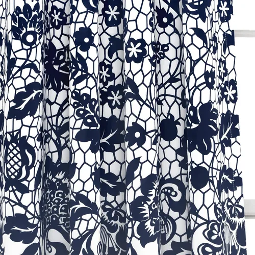 Miniatura 4 de LUSH DÉCOR Azul Marino Cortinas con Estampado Estate Garden de Lush Decor con Filtro de Luz, Juego de Paneles para Ventana para Sala, Comedor