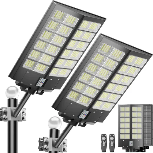 Miniatura 9 de Luz de calle solar de 9000 W, luces solares de calle al aire libre 120000 LM, luz de estacionamiento comercial 7000 K, luces de inundación