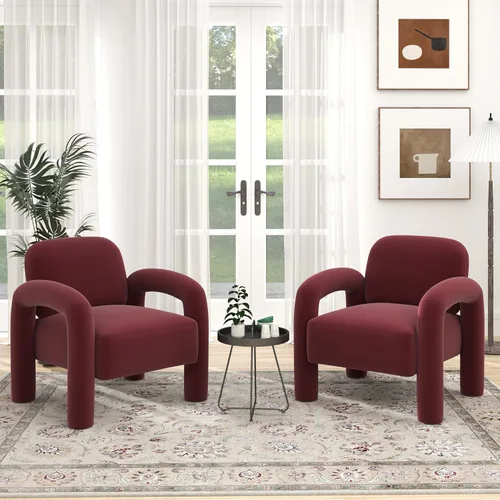 Miniatura 10 de Silla de acento moderna, sillón tapizado de terciopelo cómodo, silla de tocador acogedora, sofá individual, silla de barril acolchada para leer