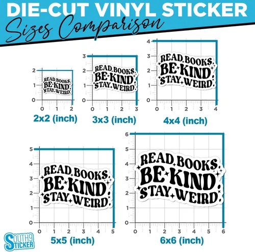 Miniatura 3 de (3 unidades) - Calcomanías de lectura con texto en inglés "Be Kind Stay Weird", calcomanía de vinilo troquelado impermeable de 2 pulgadas