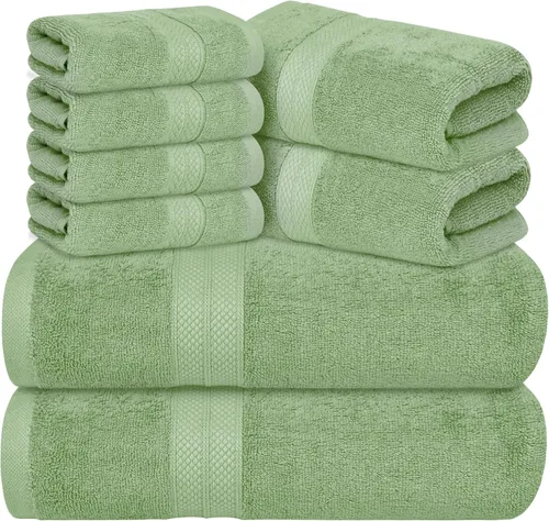 Miniatura 12 de Avalon Towels Juego de toallas de lujo de 8 piezas, 2 toallas de baño, 2 toallas de mano y 4 toallas pequeñas, 100% algodón hilado en anillo de 600