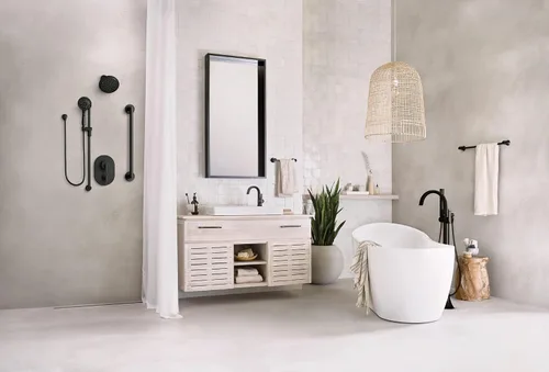 Miniatura 2 de Moen S176BL, cabezal de ducha de función única con tecnología de regadera de lluvia por inmersión, diámetro de 7 pulgadas, negro mate Mate negro