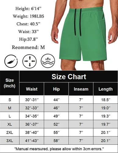 Miniatura 6 de COOFANDY Pantalones cortos de entrenamiento para hombre de 7 pulgadas, paquete de 2 pantalones cortos de entrenamiento ajustados de secado rápido
