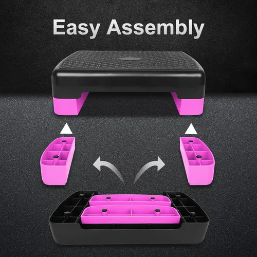 Miniatura 3 de Plataforma aeróbica de altura ajustable de 4 a 6 pulgadas, equipo de fitness, entrenamiento paso a paso, plataforma de ejercicios con 2 elevadores
