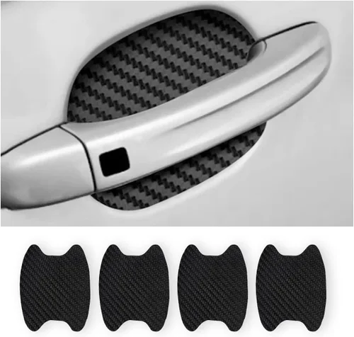 Miniatura 29 de 8 unidades de calcomanías para manija de puerta de coche, protector antiarañazos de fibra de carbono para taza de puerta de coche, película
