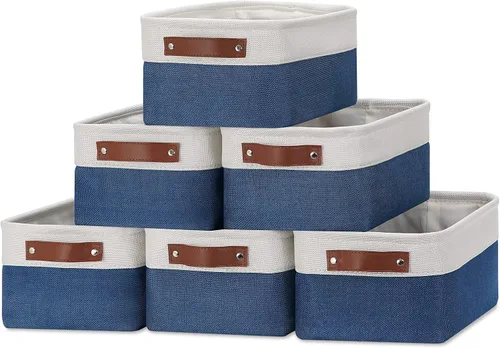 Miniatura 39 de DULLEMELO Juego de 4 cubos de almacenamiento, cesta de almacenamiento de tela para estantes, armario, cuarto del bebé, almacenamiento de juguetes