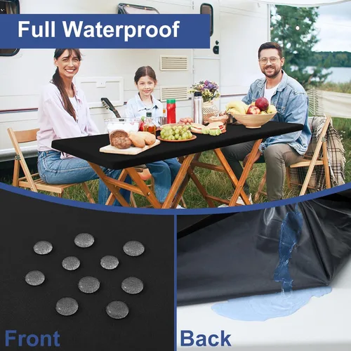 Miniatura 3 de homing Mantel rectangular elástico ajustable de 4 pies, funda de tela impermeable, mantel de poliéster lavable para cenas, fiestas, otoño