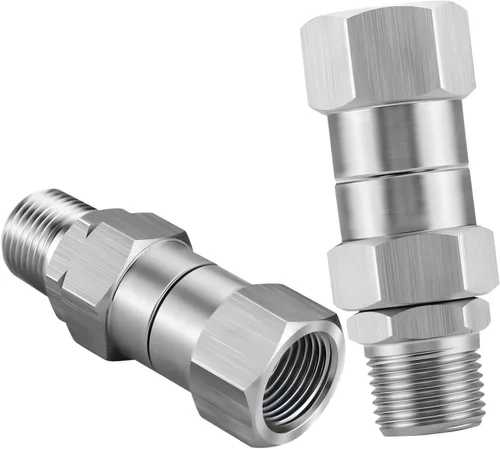 Lavadora a presión giratoria 3/8 pulgadas NPT 5000 PSI, paquete de 2 conectores giratorios de acero inoxidable sin torceduras de 360°, accesorios de
