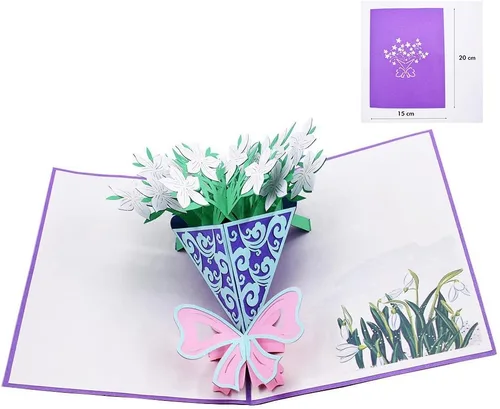 Miniatura 2 de Tarjetas emergentes de flores 3D, tarjeta de felicitación de flores con sobres para todas las ocasiones, 4 tarjetas de flores surtidas para Acción