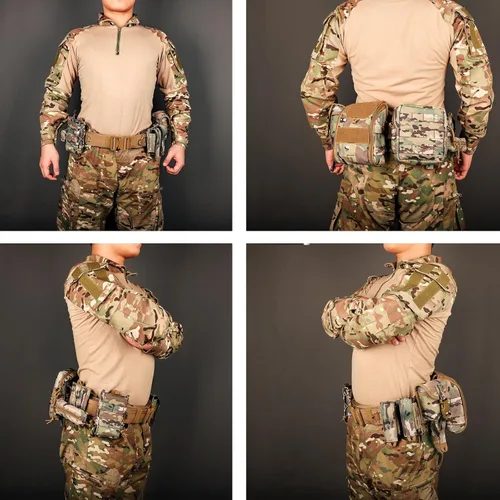 Miniatura 6 de YAKEDA Molle - Cinturón de batalla con accesorios – Cinturón táctico de combate Airsoft resistente (8 piezas)