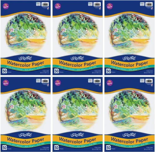 Miniatura 6 de UCreate Papel de acuarela, blanco, paquete, 140 lb., 9" x 12", 50 hojas