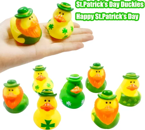 Miniatura 2 de 27 piezas de patos de goma para el día de San Patricio, accesorios para baby shower, mini patitos de 2.16 pulgadas, juguetes de baño para niños