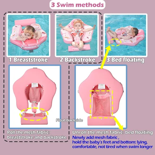 Miniatura 3 de Mambobaby Flotador con toldo mejorado no inflable para bebé, flotador inteligente de Mambo para natación, flotador de natación para bebé, flotador