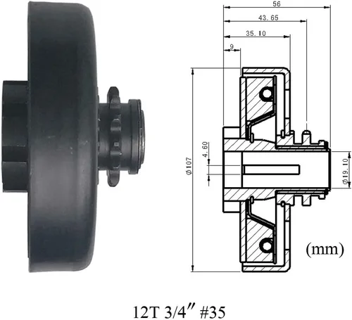 Miniatura 5 de Embrague centrífugo 3/4 "Diámetro #35 Cadena 12T para GO Kart Mini Bike Motor 3/4 Bar