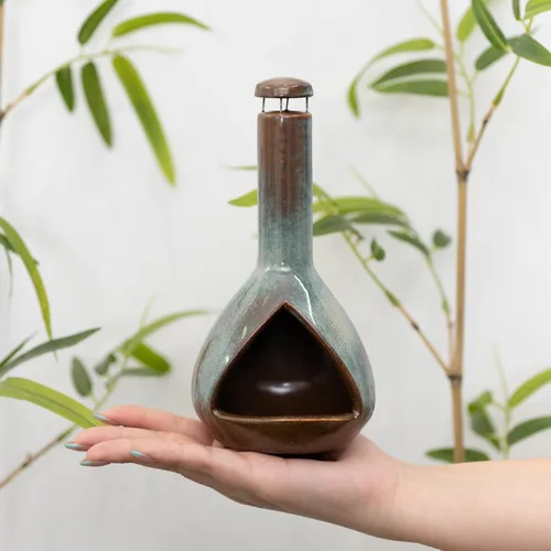 Miniatura 3 de MOUGIGI Soporte de cerámica prémium para palosanto y cuenco para difuminar, mini chiminea, quemador multiusos para palitos de salvia, conos