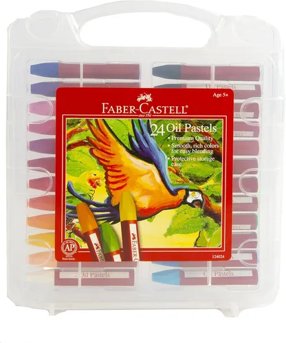 Faber-Castell Pasteles de aceite mezclables en estuche de almacenamiento duradero, 24 colores vibrantes, pasteles no tóxicos para niños