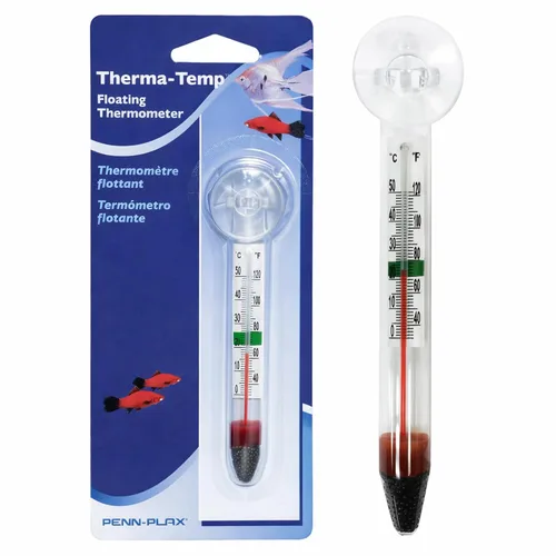 PENN-PLAX Termómetro flotante Therma-Temp para acuario, sin mercurio, seguro para peces de agua dulce y salada