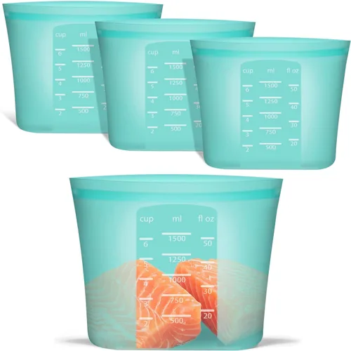 Miniatura 27 de Bolsas de Alimentos Reutilizables, Paquete de 12 Bolsas de Almacenamiento de Alimentos 100% Silicona que se Mantienen de Pie con Cierre Hermético