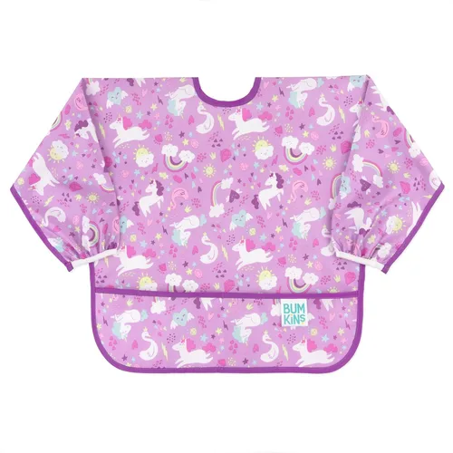 Miniatura 32 de Bumkins Babero con mangas para bebé, babero para niños pequeños, smock, tela impermeable, se adapta a edades de 6 a 24 meses, acuarela Acuarela E6