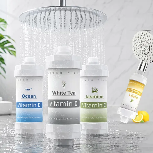 Miniatura 25 de 8 filtros de ducha de vitamina C para filtro de agua dura, accesorios de baño para ducha, bañera, lavanda, jazmín, té blanco, océano, melocotón