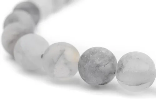Miniatura 50 de The Bead Chest Cuentas de Jade Blanco Mate Redondas (8mm): Piedra Preciosa Orgánica Redonda Esférica de Energía con Poder de Sanación para Hacer