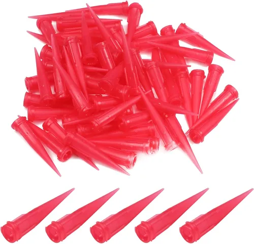 Auniwaig 100 piezas de plástico cónico de cabeza de alfiler 25 calibre TT adhesivo punta 0.010 in punta ID Smoothflow Puntas cónicas Puntas de aguja
