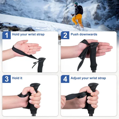 Miniatura 8 de FrutPunch Bastones de senderismo, paquete de 2 bastones de senderismo de aleación de aluminio de grado aeronáutico para senderismo, diseño ajustable