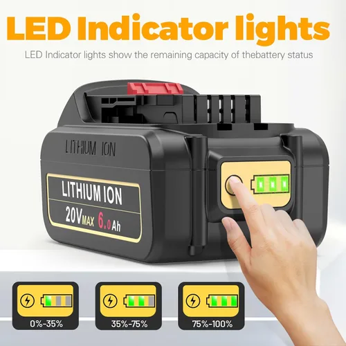 Miniatura 6 de ARyee Paquete de 4 baterías de repuesto de 20 V 6.0 Ah para Dewalt de 20 V compatibles con herramientas eléctricas inalámbricas DCB200, DCB201