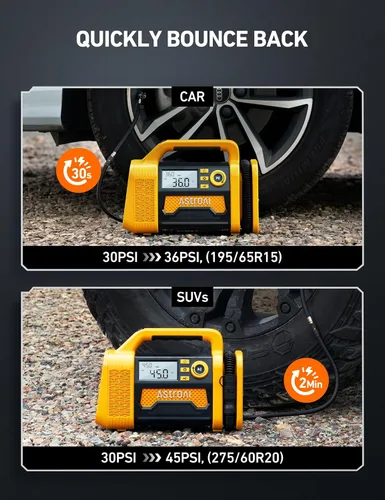 Miniatura 3 de AstroAI TC3 - Inflador de neumáticos de camión, compresor de aire portátil, bomba de aire inalámbrica de 150 PSI con batería de 4000 mAh, inflado