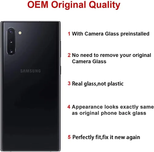 Miniatura 2 de Reemplazo de cristal trasero trasero para Samsung Galaxy Note 10 de 6.3 pulgadas con kit de herramientas de reparación y adhesivo preinstalado negro