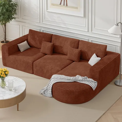 Miniatura 13 de Luxanimarion Sofá modular sin hueso de nube de 110 pulgadas con diván curvo, sofá modular de felpa en forma de L, juego de cama convertible incluye