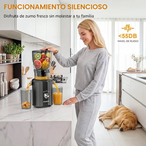 Miniatura 5 de Exprimidor de prensa en frío de 300 W con conducto de alimentación extra grande de 5.8 pulgadas, máquinas exprimidoras de masticación lenta