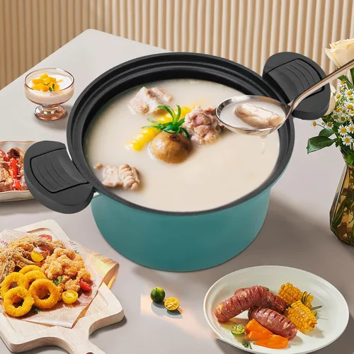 Miniatura 5 de Olla a presión micro de acero inoxidable 304, olla antiadherente de capacidad de 0.48 galones con tapa transparente y asas antideslizantes, olla a