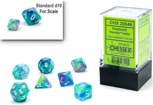Chessex Juego de dados – Juego de dados poliédricos festivos de 0.394 in – Dados Dungeons and Dragons D&D DND TTRPG – Incluye 7 dados – D4 D6 D8 D10