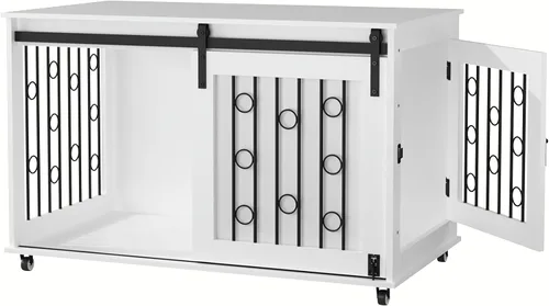 Miniatura 12 de Jaula para perros de alta resistencia, jaula de metal fuerte para perros grandes con 4 ruedas con cerradura (negro, 52 pulgadas)