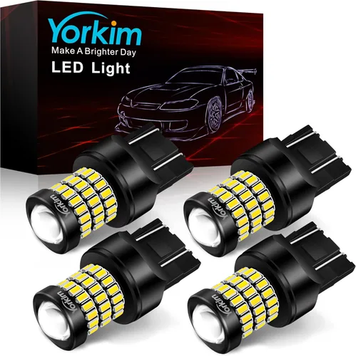 Miniatura 13 de Yorkim Bombillas LED 1157 brillantes rojas, bombilla de freno 1157, 9-30 V, 1157 2057, 2357, 7528, BAY15D, bombilla LED con proyector de repuesto