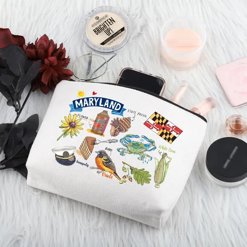 Miniatura 3 de PWHAOO Maryland State Souvenirs Gift Maryland Bolsa de maquillaje Maryland Bolsa de cosméticos para el hogar Maryland Regalo de turismo Maryland