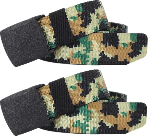 Miniatura 23 de Cinturones para hombre, cinturón táctico militar de nailon camuflaje con hebilla de plástico ajustable, paquete de 2 Camuflaje de la selva