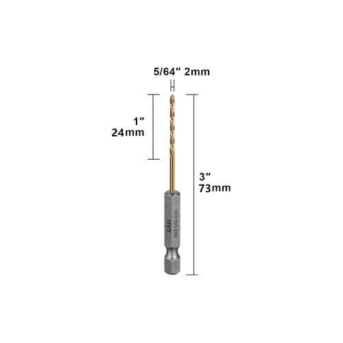 Miniatura 5 de Juego de brocas de cobalto SALI, paquete de 20 piezas de 5/64 pulgadas de acero de alta velocidad con vástago hexagonal brocas Jobber, para madera