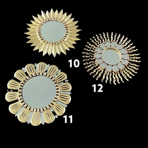 Miniatura 5 de Espejo peruano decorativo dorado, 12.0 in, Sunburst/Starburst, anticuado, espejo montado en la pared para sala de estar, hecho a mano arte de pared