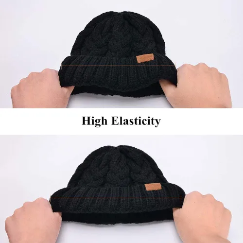 Miniatura 5 de Rosoz Gorro de cola de caballo para mujer, gorro cálido de invierno, suave, elástico, de punto trenzado, para moño alto