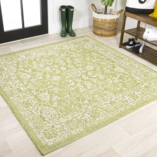Miniatura 33 de JONATHAN Y Alfombra de pasillo floral tejida para interiores y exteriores 2X8, color crema/verde, tela bohemio texturizada para el patio trasero