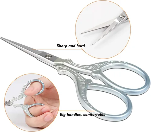 Miniatura 3 de Tijeras Pequeñas de Costura de 9 cm Tijeras de Bordado Pequeñas de Precisión con Funda de Cuero Tijera de Acero Inoxidable para Trabajo de Aguja