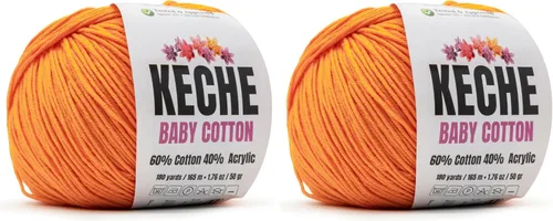 Miniatura 99 de Keche Hilo de algodón, 60% algodón, 40% hilo acrílico, hilo de algodón suave para crochet y tejer, hilo amigurumi, 1 madeja/bola, 1.76 onzas (50g)