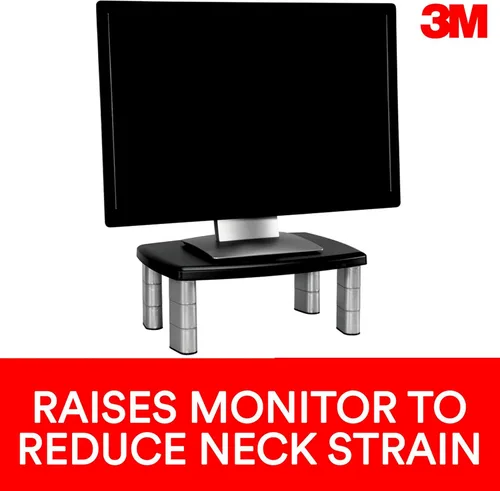 Miniatura 3 de Soporte ajustable para monitor 3M, altura ajustable de 1 pulgada a 5 7/8 pulgadas, sostiene 80 libras, 11 pulgadas de espacio entre columnas