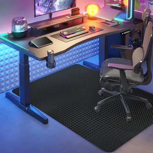 Miniatura 10 de Vicwe Tapete para silla de juegos para suelo de madera dura, 60 x 46 pulgadas, tapete grande para silla de oficina, tapete de PVC para silla