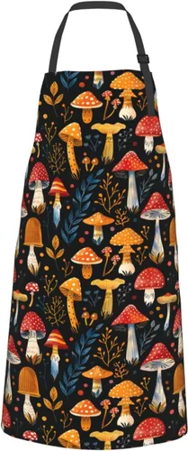 Miniatura 17 de Delantal de cocina con bolsillos, babero ajustable para hombres y mujeres, impermeable, chef, parrilla, barbacoa, dibujo Custom